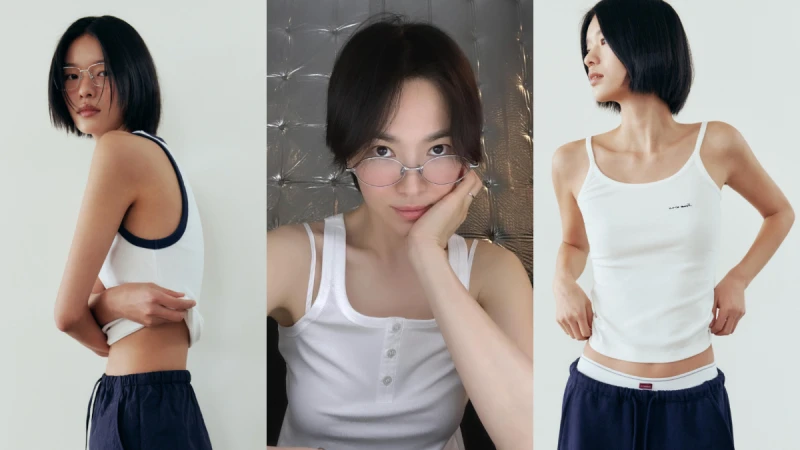 宋慧喬少女系白背心來自韓國Àvie muah張員瑛也愛，夏日五款白背心＋防曬外套推薦穿出年輕學生樣