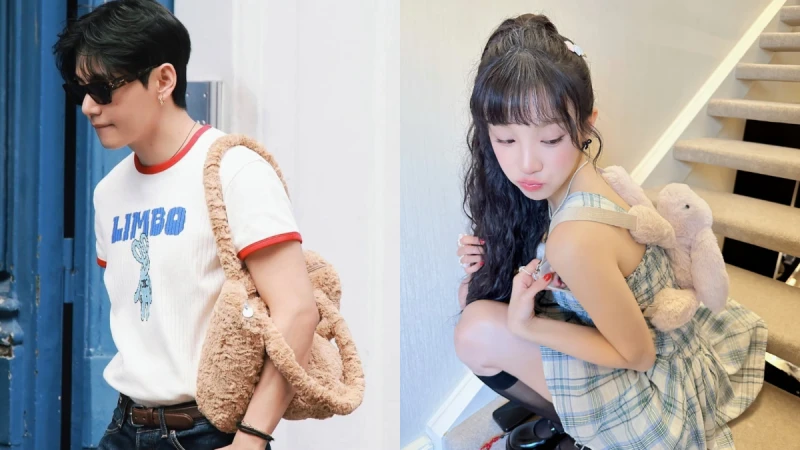 太萌了！金泰亨V背Jellycat小熊背包漫步巴黎街頭，盤點明星們的5個同款Jellycat包包