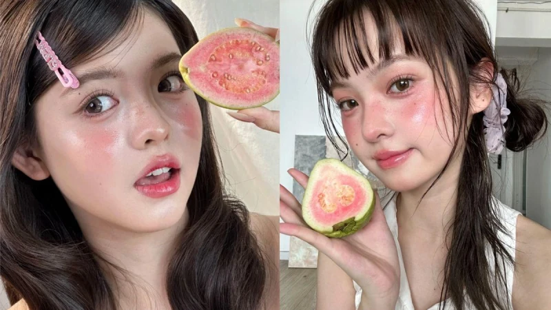 小紅書同款紅心芭樂妝容！粉嫩果紅清新果綠，畫出今夏最Juicy的果感妝